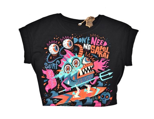 Gone Surfing Crop Top Black